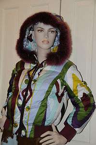   Emilio Pucci Quilted Art Ski Fur COAT JACKET overcoat Parka Puffer 38