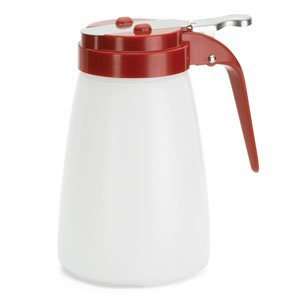  Tablecraft MW10RE 10 oz. Plastic Syrup Dispenser with Red ABS 