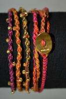 Chan LUU Gold Nuggets/Orange Cotton Cord Wrap Bracelet  