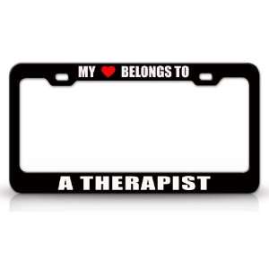MY HEART BELONGS TO A THERAPIST Occupation Metal Auto License Plate 