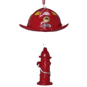  Fire Hat & Hydrant Christmas Ornament