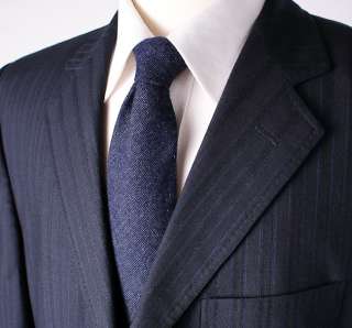 Recent $1795 DOLCE & GABBANA Black with Blue Stripe Wool Suit 42 R 