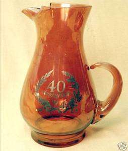 Ruby Stained Blown Glass 40th Anniversary Pitcher  