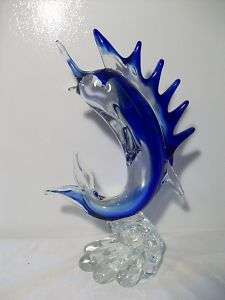 Murano Art Glass Blue Swordfish/ Marlin  LARGE  
