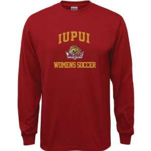 IUPUI Jaguars Cardinal Red Womens Soccer Arch Long Sleeve T Shirt 