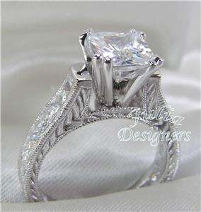 62ct Princess Cut Engagement Wedding Ring Set, Sz 5  