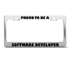 Proud To Be A Software Developer Career license plate frame Stainless