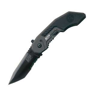 Military Police Magic Assisted Tanto Black Blade Serrated  