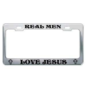 REAL MEN LOVE JESUS #3Religious Christian Auto License Plate Frame Tag 