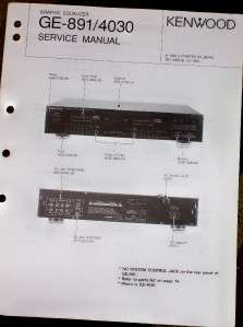 Kenwood GE 891/4030 Graphic Equalizer Service Manual  