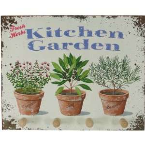  Kitchen Garden Herbs Keyholder with 4 Pegs