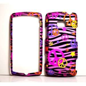  Colorful Peace Sign on Hot Pink Zebra Strips Rubberized 