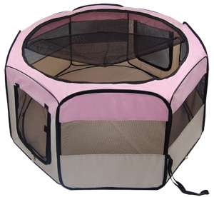 45x45x24 Dog Cat Playpen Supply Pet Pink Cage Exercise Kennel 