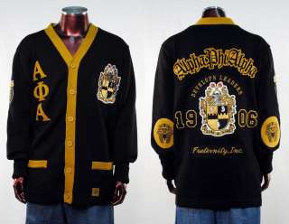 Alpha Phi Alpha Mens Black Cardigan sweater S 5XL  