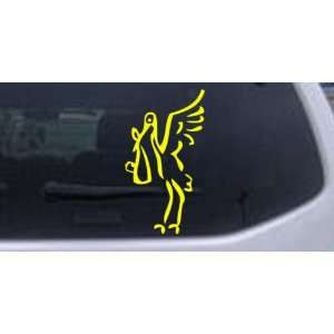 Yellow 16in X 28.3in    Stork with Baby Car Window Wall Laptop Decal 