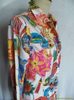 New Chicos Chicos Jacket 1 Bttn Frnt Colorful Stretch  