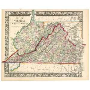  Civil War Map County map of Virginia and West Virginia 
