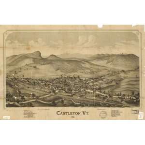  1889 Castleton Vermont, Birds Eye Map