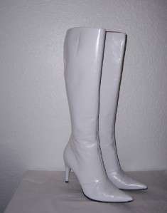 CHARLES JOURDAN KNEE HIGH BOOTS WHITE LEATHER 6M $595  
