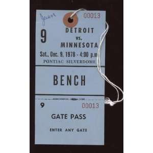  1978 Minnesota Vikings @ Detroit Lions Bench Pass NRMT 