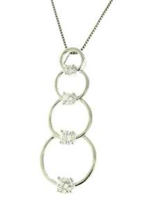 Beautiful Sterling Silver 925 Four Circle Clear CZ Pendant Necklace 
