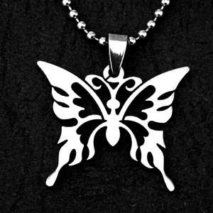 B3008 Butterfly Stainless Steel Pendant chain Necklace  