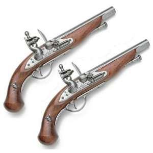 of 18th Century Pirate Flintlock Pistols   Wood and Metal Replica Guns 