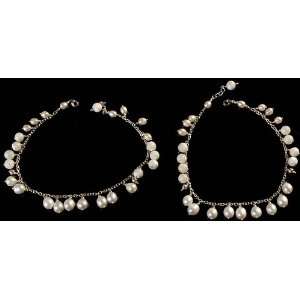  Pearl and Monalisa Anklets (Price Per Pair)   Sterling 