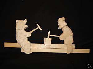 Ancient Russian handmade wood Relaxing GAME. Bear & Man  