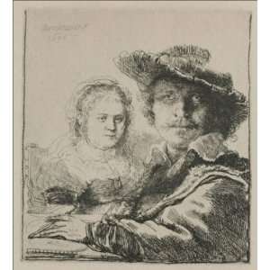 Oil Painting Rembrandt with his Wife Rembrandt van Rijn 