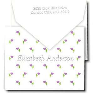 Classic Impressions Embossed Personalized Stationery   Purple Tulip 