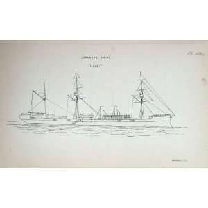  1887 Navy WW1 Ship Japanese Unebi Hanhart Drawing