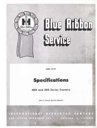 Farmall International 404 504 Specs. Service Manual  