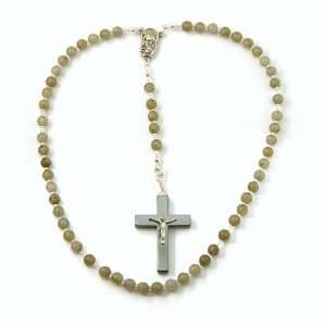    Silver Inches Anglican Christian Labradorite Rosary Jewelry