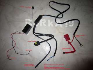 Slim Low profile Motorcycle wire harness, labeled for ease of 