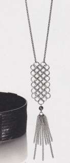Twist and Tassel Necklace Silvertone mark Avon  
