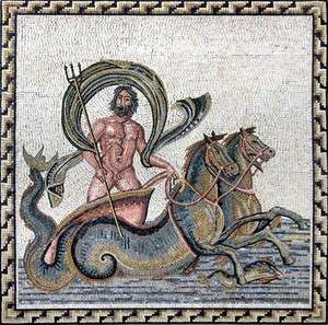 Neptune Roman God Marble Mosaic Art Tiles Stone Mural  