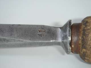   ANTIQUE CARVING CORNER CHISEL WOOD HANDLE TOOL #41 WOODWORKING  