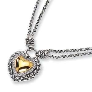  1/8 CT Diamond Heart Necklace   Sterling Silver 14k 