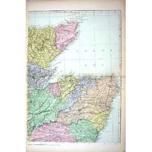   Map 1883 Scotland Caithness Moray Firth Aberdeen Montrose Home