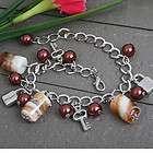 New Lampwork Glass Heart Round Bead Link Chain Bracelet  