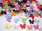 200 Mix Satin Polka Dots Mini Butterfly Applique/padded/cute/10 colors 