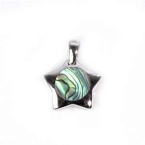 STERLING SILVER STONE PENDANT   20mm Abalone Jewelry