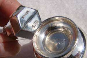 ANTIQUE OPEN SALT CELLAR bowl/dish/dip&PEPPER+SPOON SET~STERLING 