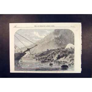  Simonosaki Battery Battle War Troops Old Print 1864
