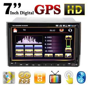 GPS Navigation With Map IPod Bluetooth Radio Double Din 7 Car Stereo 