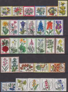 Berlin Plants Flowers 10 used semi postal sets 1974//85 cv $43.10 