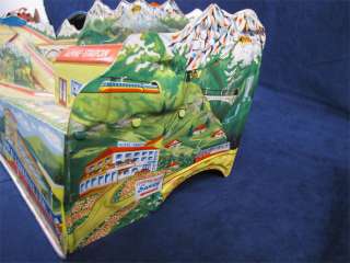 Vintage Technofix Tin Litho Wind Up Alpine Station Toy  