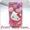 Bling hello kitty pearl hard front back case cover for iPhone 4  