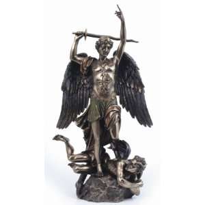  Bronze St. Michael Defeating The Devil Statue 8433